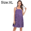 Miniatyrbillede 2 af 5: Dame Badekåbe/Brusewrap Kjole med Stropper, Letvægts Knælang Wrap Kjole, a-WELLNGS Purple Xl
