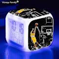 Miniatyrbilde 4 av 5: Basketball Vekkerklokke 7 Farger Endring Multifunksjon Noctilucence Elektronisk Klokke Barnerom Vekker Timer Bursdagsgave for Barn Tw-WELLNGS Clear