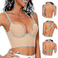 Miniatyrbillede 2 af 5: Dame Bh'er med Lav Ryg - Sømløs Dyb U-Formet Halter Bh'er Konvertible Multi-Vejs Lav Udsnit Halter Bh'er Camisole Bh'er - WELLNGS Nude 34C