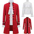 Pikkukuva 2 / 5: Miesten ja lasten steampunk-trenchcoat / paita Vintage Prince -takki keskiaikainen renessanssi takki viktoriaaninen edvardiaaninen cosplay-asu-WELLNGS Red Set M