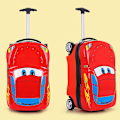 Miniatyrbilde 2 av 5: Barnekoffert Barn Trolley Koffert Bagasjeveske Barn Skolesekker Reisekoffert Hjul 3D Superbil Reiseveske Leker for barn-WELLNGS Yellow3