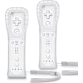 Miniatyrbilde 1 av 5: Erstatnings-Wii-kontroller 2-pakning, Wii-fjernkontroll med silikondeksel og håndleddsstropp, fjernkontroll for Wii/Wii U, hvit - WELLNGS