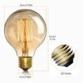 Miniatyrbilde 2 av 5: 4-pakning Vintage Edison lyspærer - Dimbar skruepære - Globe lyspærer - Lampe varmt lys 40w G80 E27 220V [Energiklasse A]