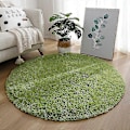 Miniatyrbild 1 av 5: Mjuk rund matta fluffiga vita mattor för vardagsrum mjuk heminredning sovrum-WELLNGS Grass green Diameter 100cm