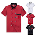 Miniatyrbilde 2 av 5: Unisex Plus Size Kokkeuniform - Kokk Dobbel-breasted Patch-WELLNGS Red 4XL
