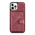 Pikkukuva 2 / 4: Yhteensopiva iPhone 12 / 12 Pro JEEHOOD Retro Magneettinen Irrotettava Suojakotelo Lompakolla & Korttipaikalla & Jalustalla - WELLNGS Red