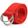 Unisex Canvas Bälte Enkelt Vävt Dubbel D-ring Metallspänne Midjeband-WELLNGS Red