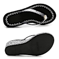 Miniatyrbillede 4 af 5: Kilehæl Platforms Flip Flop til kvinder med åben tå, højhælede Flip Flops, skridsikre, bløde rhinsten, glitter, ædelsten - WELLNGS Black US 4.5
