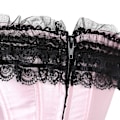 Miniatyrbilde 3 av 5: Sexy Satin Blonder Overlegg Korsett Bustier Overbust Burlesque Korsett Topp Bodyshaper Lingerie Showgirl Festdrakt Plus Size-WELLNGS 8068 Red L