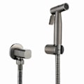 Miniatyrbilde 2 av 5: Bidet-sprøyte i grått metall, dusjsett for toalett, børstet grått messing, Shattaf dusjhode, kobberventilsett, bidet-kran GD12-WELLNGS Set C
