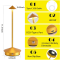 Miniatyrbillede 6 af 8: Aluminium dæmpbar LED bordlampe, IP54 beskyttelse, indendørs/udendørs brug, stik opladningsbase, H29cm, EU stik - Corten-WELLNGS Gold