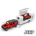 Pikkukuva 1 / 5: 1/32 Trailer RV Kuorma-auton leluautomalli Alloy Diecast Maastoauto Camper äänen ja valon leluautomalli lapsen lelujen kokoelma lahja -WELLNGS Red JEEP