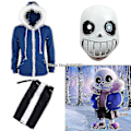 Miniatyrbillede 1 af 4: Chomel Undertale Sans Cosplay Hoodies Latex Maske Cool Skelet Cos Blå Frakke Halloween Cosplay Kostume Unisex Jakke Hovedbeklædning-WELLNGS just a coat and pants XL