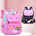 Miniatyrbild 6 av 10: Ryggsäck för lågstadiet med enhörning 3D tecknad skolväska barn ny barnryggsäck flicka pojke söt regnbåge Mochila Escolar-WELLNGS pinks