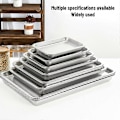 Miniatyrbilde 5 av 5: 304 rustfritt stålbrett, rektangulær ren flat bunn firkantet plate, kommersiell kjøkken bakefiskplate, fortykket dampet risplate-WELLNGS G-style L60 W40 H2flat bottom