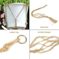 Pikkukuva 3 / 5: Macrame-kasviteline, 4 kpl, köysikukkaruukku, riippuva kasviteline sisä- ja ulkotiloihin, puutarhakoriste - 2 kpl 105 cm ja 2 kpl 90 cm - WELLNGS