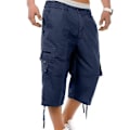 Miniatyrbillede 2 af 5: Herre Cargo Shorts Under Knælængde Lange Casual Twill Elastisk 3/4 Capri Bukser med Lynlås Cotto-WELLNGS Beige XL