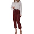 Miniatyrbilde 1 av 4: Glitter Joggingbukser for Kvinner med Sekvens, Høy Midje, Elastisk, Skinnende Bukser - WELLNGS red S