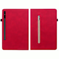 Miniatyrbild 2 av 5: Samsung Galaxy Tab S9+ PU-läderfodral med blixtlåsförsedd ficka, kortplatser, plånboksstativ, rött - WELLNGS Red