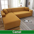 Miniatyrbild 3 av 5: Solid Sofföverdrag för Vardagsrum Sofföverdrag Elastiskt L-Format Hörnsofföverdrag Stretchöverdrag för Soffa-WELLNGS camel-Sofa Cover 4 Seater 230-300cm