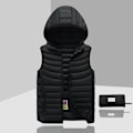 Miniatyrbilde 1 av 4: Dunjakke for menn, ermeløs, avtakbar hette, vinter, lett, ensfarget - WELLNGS Black XL
