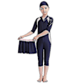Miniatyrbild 2 av 5: Flickors Badkläder Barnens Badkläder Enfärgad Burkini Badkläder Strandkläder - WELLNGS Navy Blue 12-13 Years