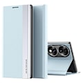 Miniatyrbillede 1 af 5: for Honor 70 5G Elektropletning PU Læder Flip Stativ Cover Magnetisk Adsorption Telefon Drop-proof Etui-WELLNGS Baby Blue