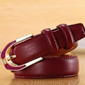 Miniatyrbilde 1 av 5: Dame Skinnbelte med Spenne Mote Damer 3.0 Fint Buksebelte Godteri Farge-WELLNGS wine red 115cm