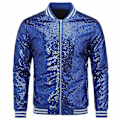 Miniatyrbillede 1 af 4: Allthemen Herre Sequin Casual Zipper Fest Bomber Jakke-WELLNGS Blue XL