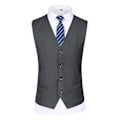 Miniatyrbillede 3 af 5: Allthemen Herresæt til Bryllup Fest Middag 3-delt Business Sæt Blazer Vest Bukser 9 Farver-WELLNGS Dark Grey L