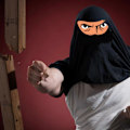 Miniatyrbilde 4 av 5: Menn Spør meg om min Ninja Forkledning Flip T-skjorte Morsom Kostyme Grafisk Humor Tee, 100% Ny - WELLNGS Blue 4XL