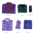Miniatyrbilde 1 av 5: Heath Ledger cosplay-drakt film The Dark Knight Joker-kostyme lilla frakk komplett sett Halloween Joker vindjakke cos-WELLNGS Kid 150CM