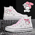 Miniatyrbild 4 av 4: Sanrio Kuromi Canvas Sneakers Höga Casual Sportskor Campuspresent Pojkar Flickor Studenter Nytt Par Tjockt Sulor Zapatos De Mujer 2-WELLNGS 42