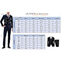 Miniatyrbillede 4 af 5: Allthemen Herresæt til Bryllup Fest Middag 3-delt Business Sæt Blazer Vest Bukser 9 Farver-WELLNGS Navy Blue M