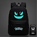 Miniatyrbild 1 av 5: Ny Pokémon Ryggsäck Självlysande Skolväska för Pojkar Flickor Studenter Resväska Vattentät Slitstark Mochilas-WELLNGS Black