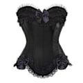 Miniatyrbilde 5 av 5: Sexy Satin Blonder Overlay Korsett Bustier Overbust Burlesque Korsett Topp Bodyshaper Lingerie Showgirl Festdrakt Plus Size-WELLNGS 8068 Purple L