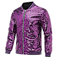 Miniatyrbillede 2 af 4: Allthemen Herre Sequin Casual Zipper Fest Bomber Jakke-WELLNGS Purple M