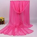 Miniatyrbilde 1 av 2: Kvinners Lang Myk Sjal Chiffon Silke Avslappet Sjal - WELLNGS rose red