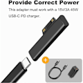 Miniatyrbild 2 av 5: för Surface Connect till USB-C magnetisk adapter, typ C fungerar med 15V/3A 45W för Surface Pro 6/5/4/3-WELLNGS