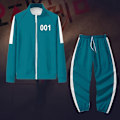 Miniatyrbild 3 av 5: Squid Game Jacka Byxor Rollspel Sport Zippade Cardigan Nummer 001 Tryckt Fick Sweatshirt Set - WELLNGS 4XL