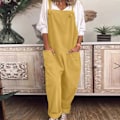 Miniatyrbilde 4 av 5: Dameoveraller løs jumpsuit bomulls- og linjumpsuit - WELLNGS Yellow S