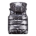 Miniatyrbillede 2 af 5: Sliktaa Unisex Shiny Vandtæt Ærmeløs Jakke Letvægts Puffer Vest-WELLNGS Grey L