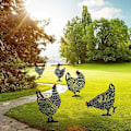Miniatyrbillede 4 af 5: 5 stk. Havegårdshøns, Kyllingefarm Kunst Have Græs Gulv Dekoration, Metal Dyr Silhuet Have Stake, Hul Hane Statue Dekoration til Have-WELLNGS
