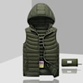 Miniatyrbilde 1 av 4: Dunjakke for menn, ermeløs, avtakbar hette, vinter, lett, ensfarget - WELLNGS Army Green L