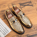 Miniatyrbillede 2 af 5: Herre Mode Tykke Bund Spidse Formelle Business Lædersko-WELLNGS Gold 46