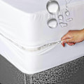 Miniatyrbilde 2 av 5: 6-siders fullstendig lukket vanntett madrassbeskytter med glidelås, støvtett laken for dobbeltseng - WELLNGS White Full 137X190X36cm