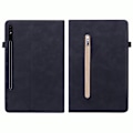 Miniatyrbillede 2 af 5: for Samsung Galaxy Tab S9+ PU Læder Tablet Etui Lynlås Lomme Kortpladser Tegnebog Stativ Cover-Sort-WELLNGS Black