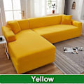 Miniatyrbild 1 av 5: Solid Sofföverdrag för Vardagsrum Sofföverdrag Elastiskt L-Format Hörnsofföverdrag Stretchöverdrag för Soffa-WELLNGS yellow-Sofa Cover 4 Seater 230-300cm
