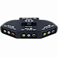 Miniatyrbilde 2 av 3: Sort 3-Port Av Kompositt Rca Velgerboks Bryter Splitter M/ Kabelledning Plugg-WELLNGS