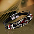 Miniatyrbilde 3 av 4: Retro Gitararmbånd i imitert skinn, gitararmbånd i sinklegering for rockemusikk - WELLNGS Bule